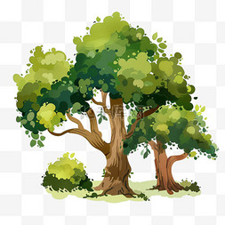 几颗大树卡通手绘植树节元素