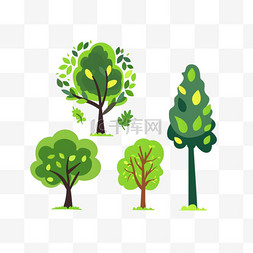 深绿的图片_春天植树节手绘元素卡通