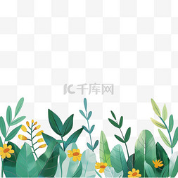 绿色植被背景图片_植物花朵卡通春天手绘元素