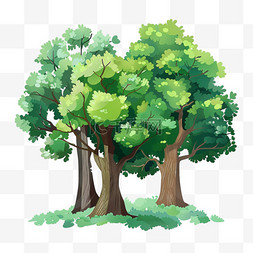 粗壮大树图片_几颗大树卡通手绘元素植树节