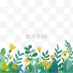 植物黄色背景图片_春天手绘植物花朵卡通元素