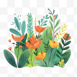 彩色卡通手绘叶子图片_植物春天花朵卡通手绘元素