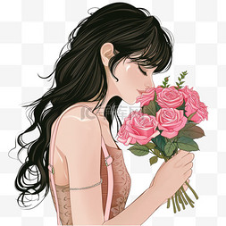 玫瑰花黑色背景图片_女人妇女节鲜花手绘免抠元素