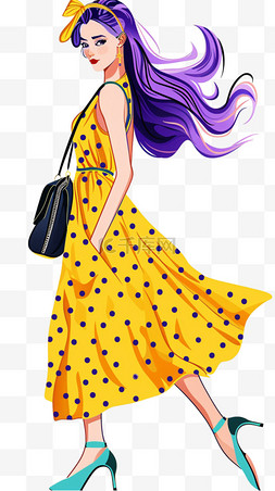 紫色的凉鞋图片_时尚女人插画手绘免抠元素
