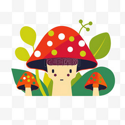 卡通蘑菇图案图片_春天蘑菇卡通风格素材