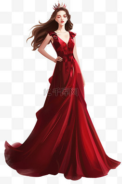 红色头发图片_女王妇女节手绘免抠元素