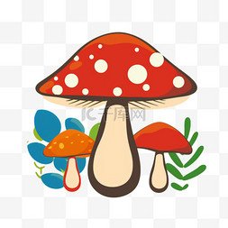 卡通蘑菇图案图片_春天蘑菇卡通风格素材