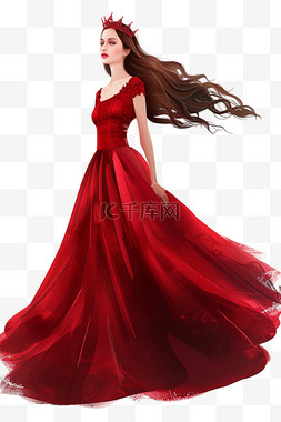 妇女节背景红色图片_妇女节女王元素手绘免抠