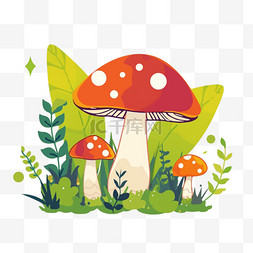 春天蘑菇素材卡通风格