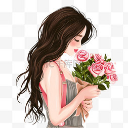 玫瑰花黑色背景图片_女人鲜花手绘免抠妇女节元素