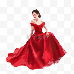 妇女节背景红色图片_女人礼服妇女节优雅手绘元素