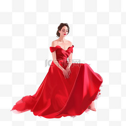 妇女节背景红色图片_女人妇女节礼服优雅手绘元素