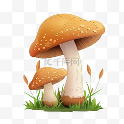 儿童画图案图片_春天蘑菇素材卡通风格