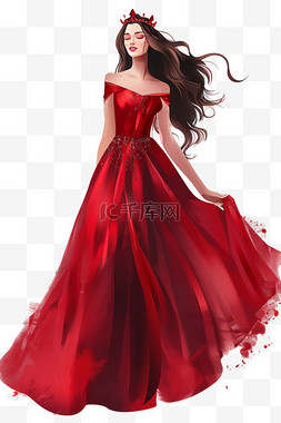 妇女节背景红色图片_妇女节手绘女王免抠元素