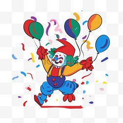 小丑帽子图片_免抠元素愚人节小丑气球卡通