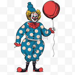 蓝色背景线性图片_愚人节小丑气球手绘卡通元素