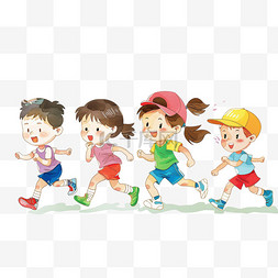 可爱孩子奔跑运动卡通手绘元素