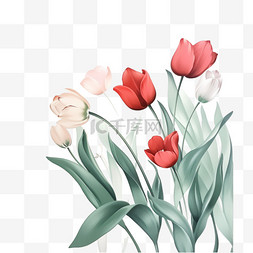 手绘春天红色花朵图片_春天花朵手绘郁金香免抠元素
