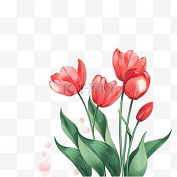 手绘春天红色花朵图片_花朵郁金香手绘免抠春天元素