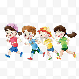 简约运动背景图片_手绘可爱孩子运动奔跑卡通元素