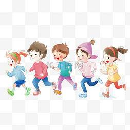 运动背景简约图片_卡通可爱孩子运动奔跑手绘元素