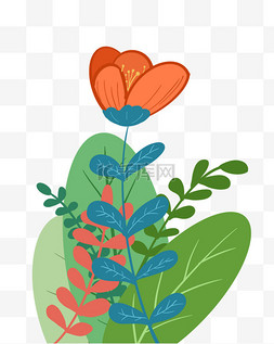 手绘卡通春天花朵装饰植物素材