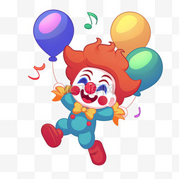 手绘愚人节可爱小丑气球卡通元素