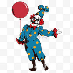 卡通愚人节小丑气球手绘元素