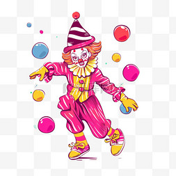 小丑帽子图片_愚人节卡通小丑耍球手绘元素