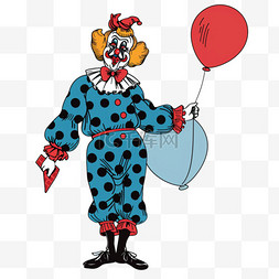 小丑气球卡通手绘愚人节元素