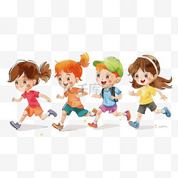 简约运动背景图片_可爱孩子运动奔跑元素卡通手绘