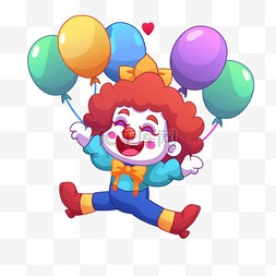 可爱跳跃图片_手绘元素愚人节可爱小丑气球卡通