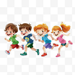 简约运动背景图片_手绘元素可爱孩子运动奔跑卡通