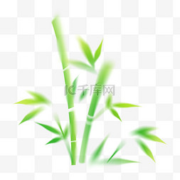 绿色手绘清明图片_绿色弥散渐变竹子竹叶PNG素材