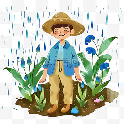 雨伞谷雨图片_谷雨时节卡通儿童设计