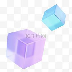 3D玻璃几何正方体PNG素材