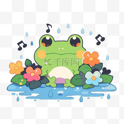 谷雨时节卡通风格青蛙图片