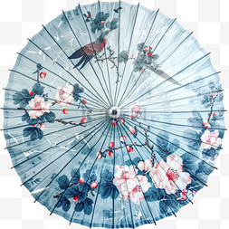 雨伞山水图片_清新风清明节插画元素