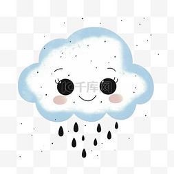 谷雨卡通风格云朵下雨元素