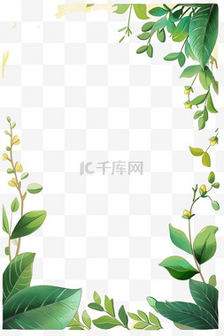春天的中间图片_春天绿植边框免抠元素手绘