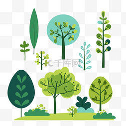手绘背景植物插画图片_春天植物树木元素手绘免抠
