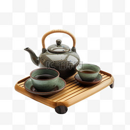 茶壶茶盘茶叶摄影图免抠元素