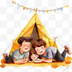 是露营的帐篷图片_户外露营玩耍孩子卡通手绘元素