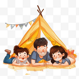 是露营的帐篷图片_孩子户外露营手绘玩耍卡通元素