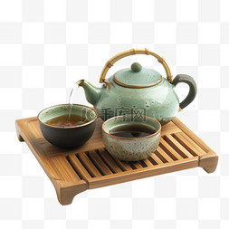 茶盘木盘图片_茶叶茶盘摄影图茶壶免抠元素