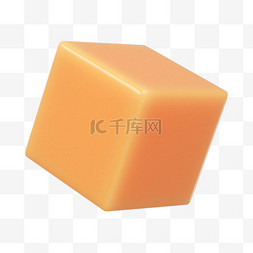 正方形方块图片_C4D立体橘色方块免抠图片