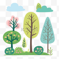 免抠元素春天植物树木手绘