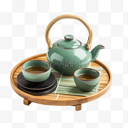 茶盘木盘图片_茶壶元素茶叶茶盘摄影图免抠