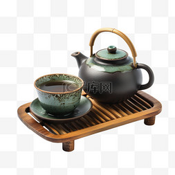 茶盘木盘图片_茶壶茶叶摄影图免抠茶盘元素