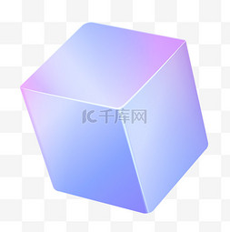 立体方块简约图片_立体简约渐变蓝紫方块素材